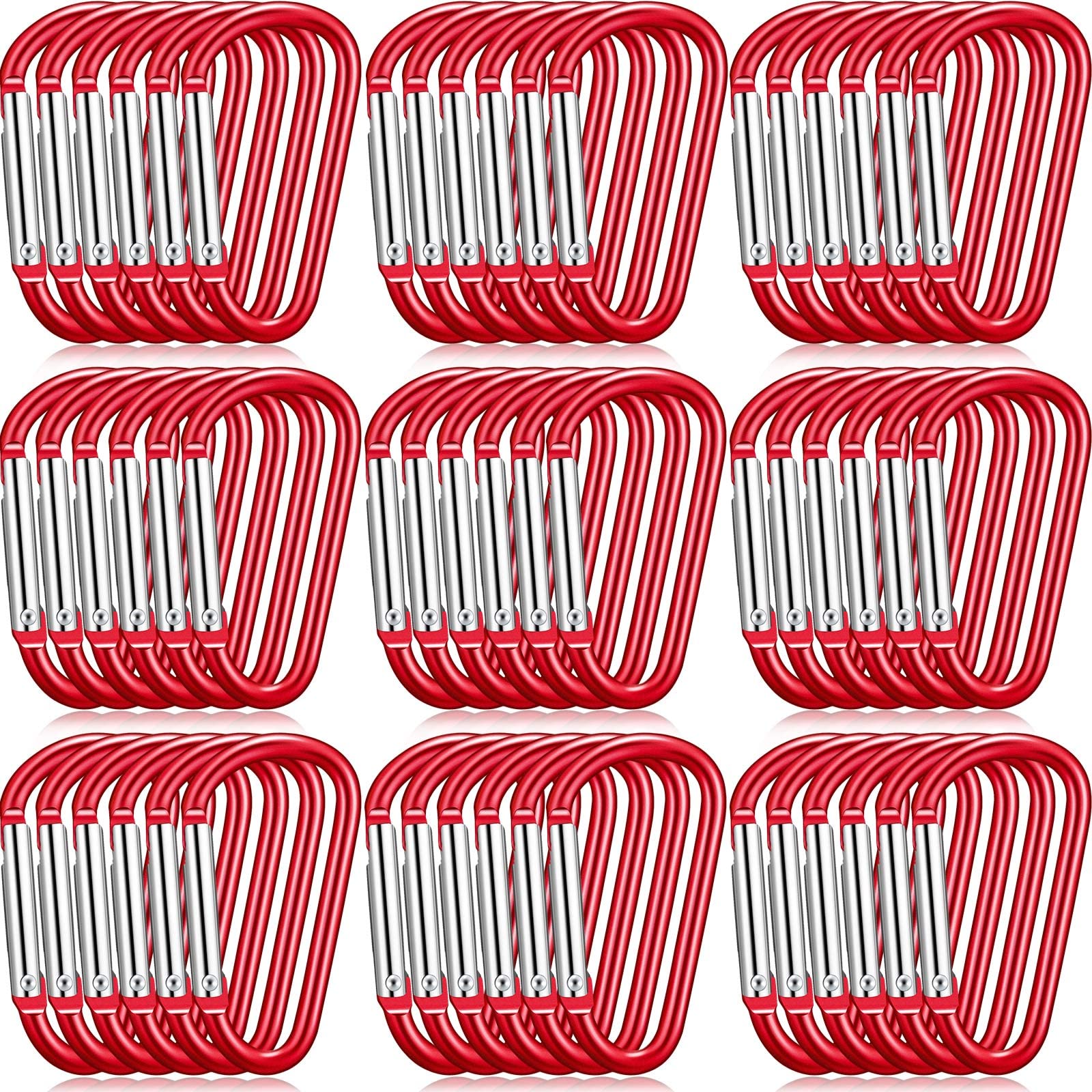 Shimeyao 180 Pcs 1.8 Small Aluminum Clip Keychain Buckle Clip Bulk Mini Aluminum D Ring Shape Small Lock Spring Snap Hook(Red)