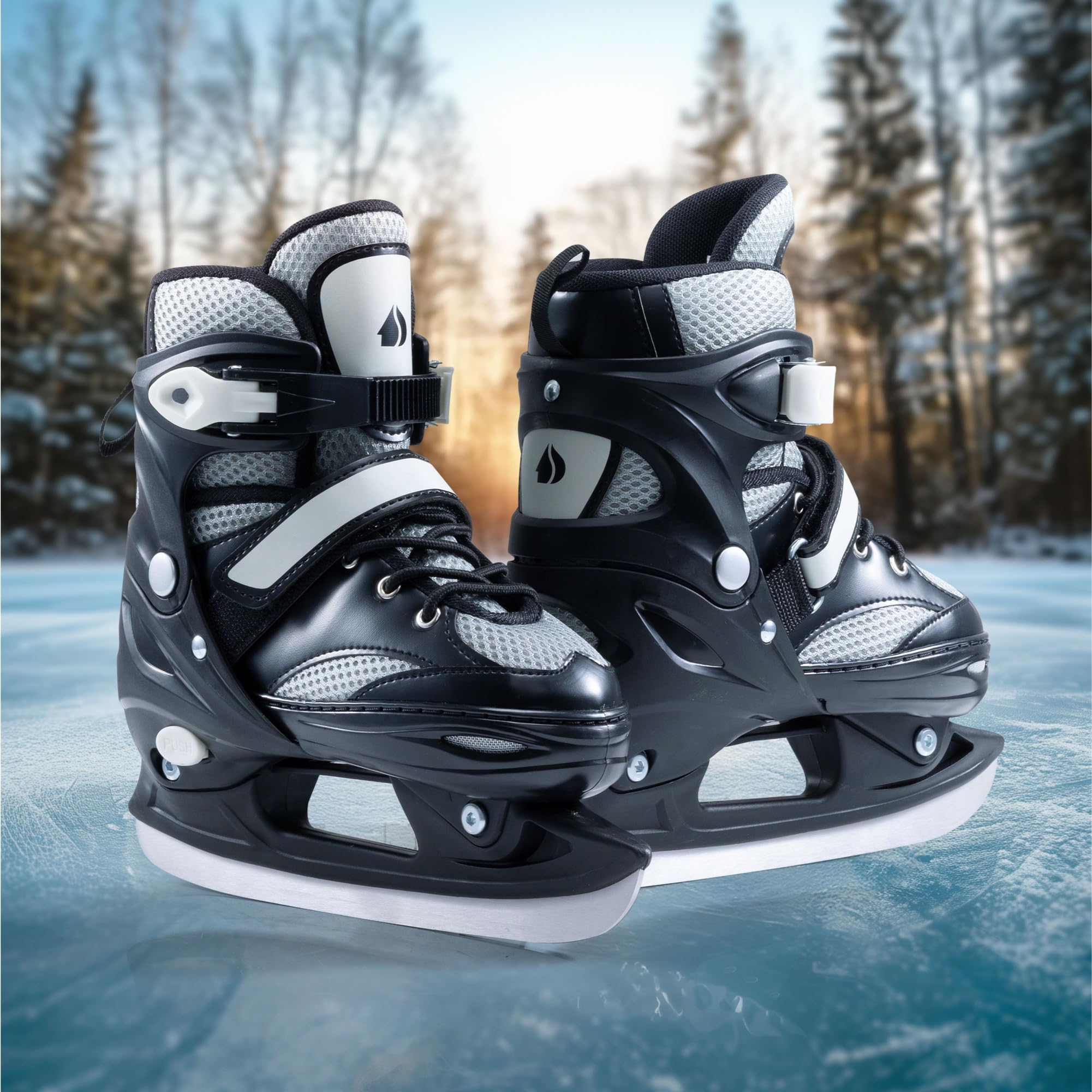 Navaris Adjustable Ice Skates, Medium - Comfortable & Robust Ice Skate Shoes for Teens, Women & Men - Perfect for Training, Hock