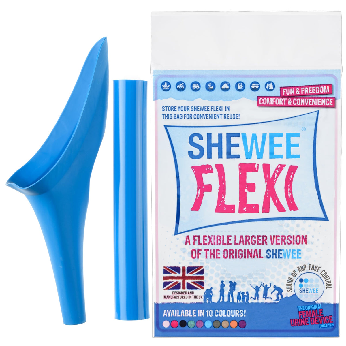 Shewee Flexi  A Flexible, Larger Version Of The Female Urination Device (Blue)