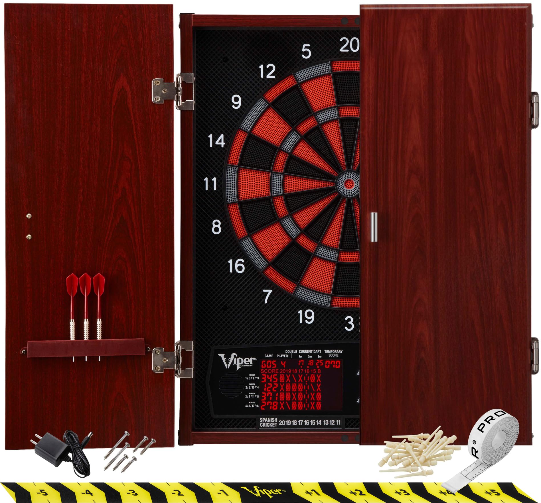 Viper By Gld Products Neptune Electronic Dartboard Cabinet Combo Pro Size Over 55 Games Large Auto-Scoring Lcd Cricket Display E