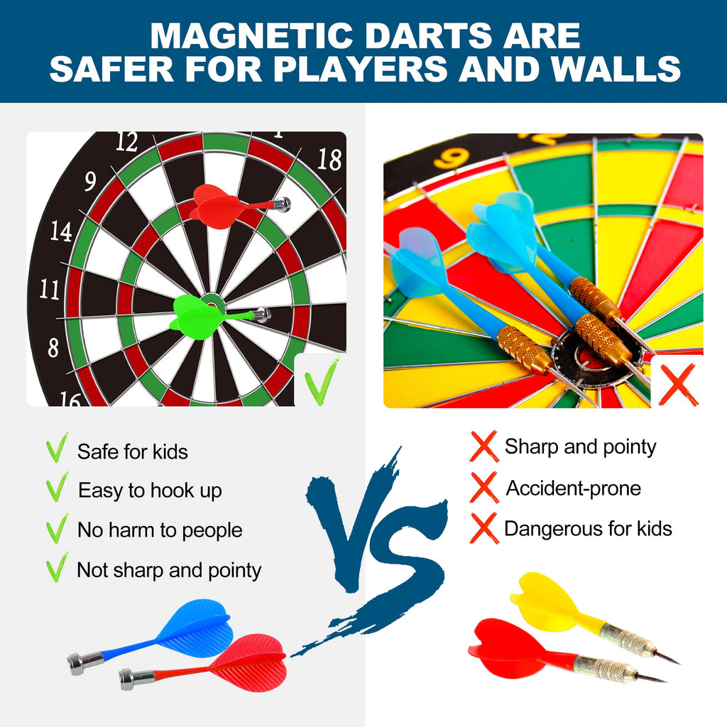 Magnetic Dart Board, Safe Dart Game Toy For Kids, 12Pcs Magnetic Darts, Excellent Indoor Game And Party Game, Double Sided Dart