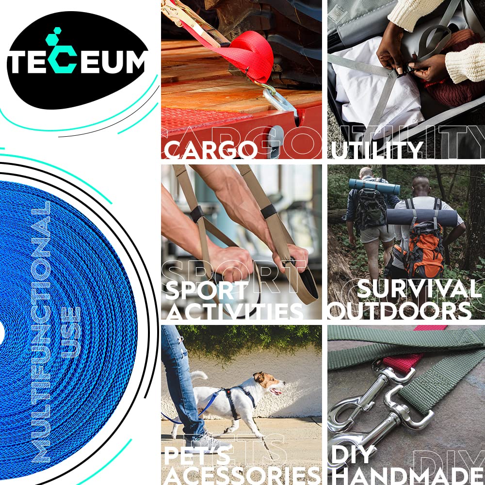 Teceum 1 Inch Webbing - Simple Blue - 25 Yards - 1    Webbing For Climbing Outdoors Indoors Crafting Diy