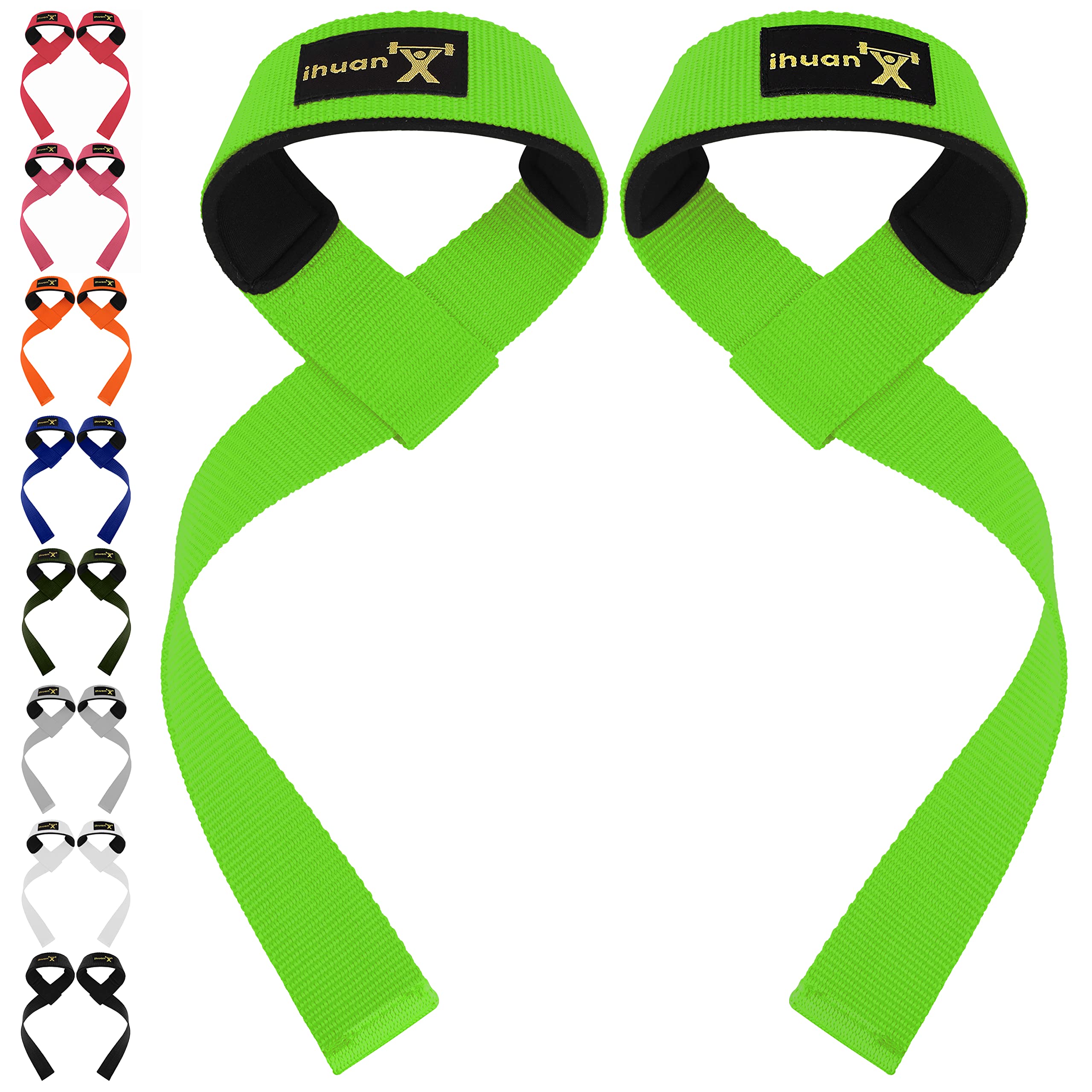 Ihuan Wrist Straps For Weight Lifting - Lifting Straps For Weightlifting | Gym Wrist Wraps With Extra Hand Grips Support For Str