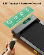Urevo Walking Pad With Incline, 9% Incline Portable Under Desk Treadmill, 2.5 Hp Walking Treadmill Pad For Home And Office, Walk