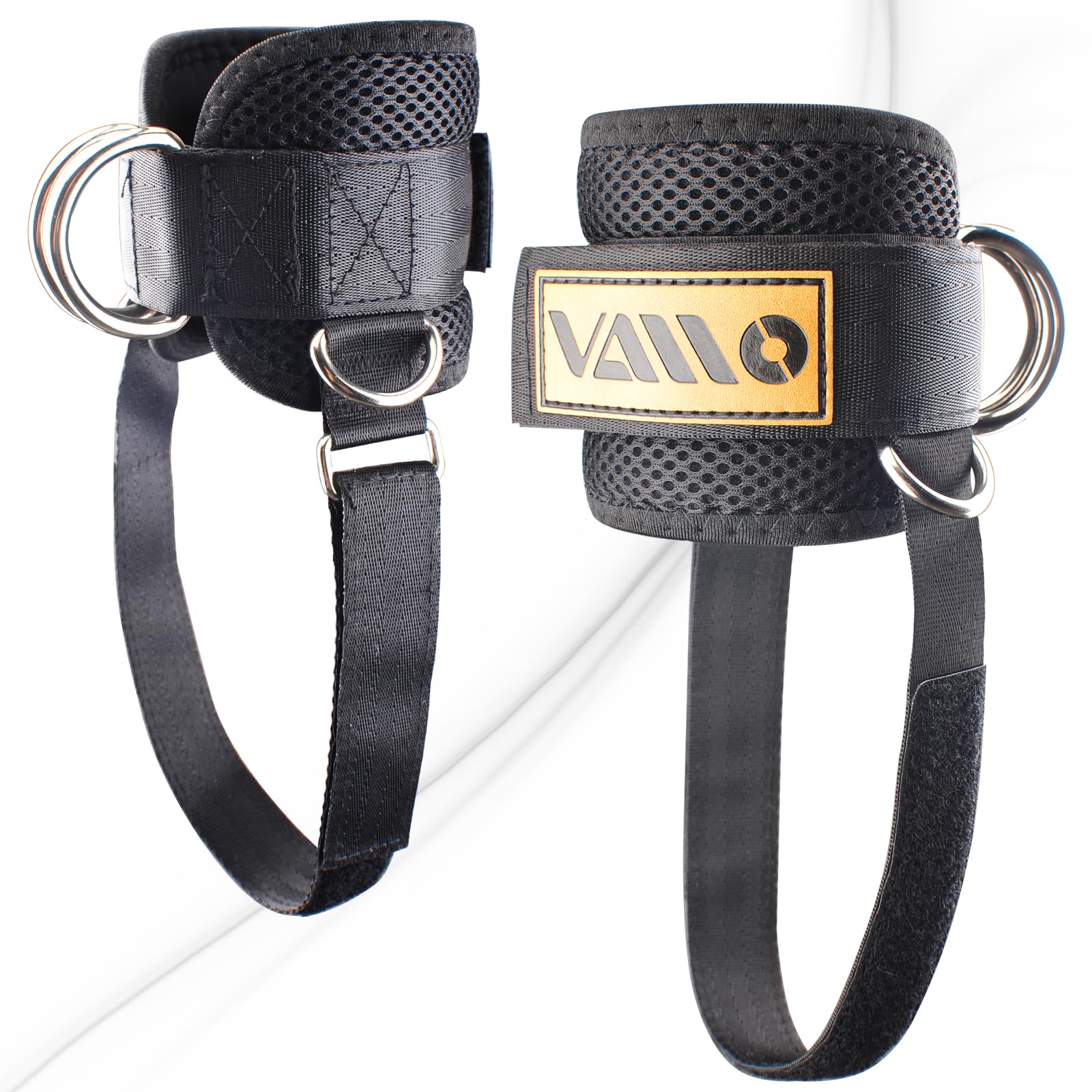 VAIIO Adjustable Comfort fit Neoprene, Ankle Straps for Cable Machines, 5 D-Ring Design & Extra Strap -The extra strap under you