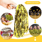 Dilibra 24Pcs Metallic Cheerleading Pom Poms, Cheerleaders Cheer Pom Poms Cheering Squad Hand Flower For Kids Adults Team Spirit