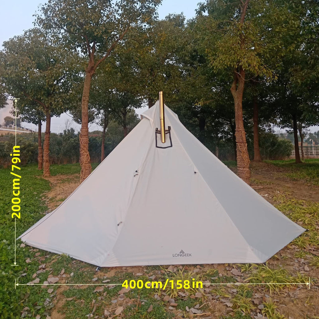 Longeek 4 Person Camping Tent 4 Seasons Backpacking Ultralight Easy Up Hot Teepee