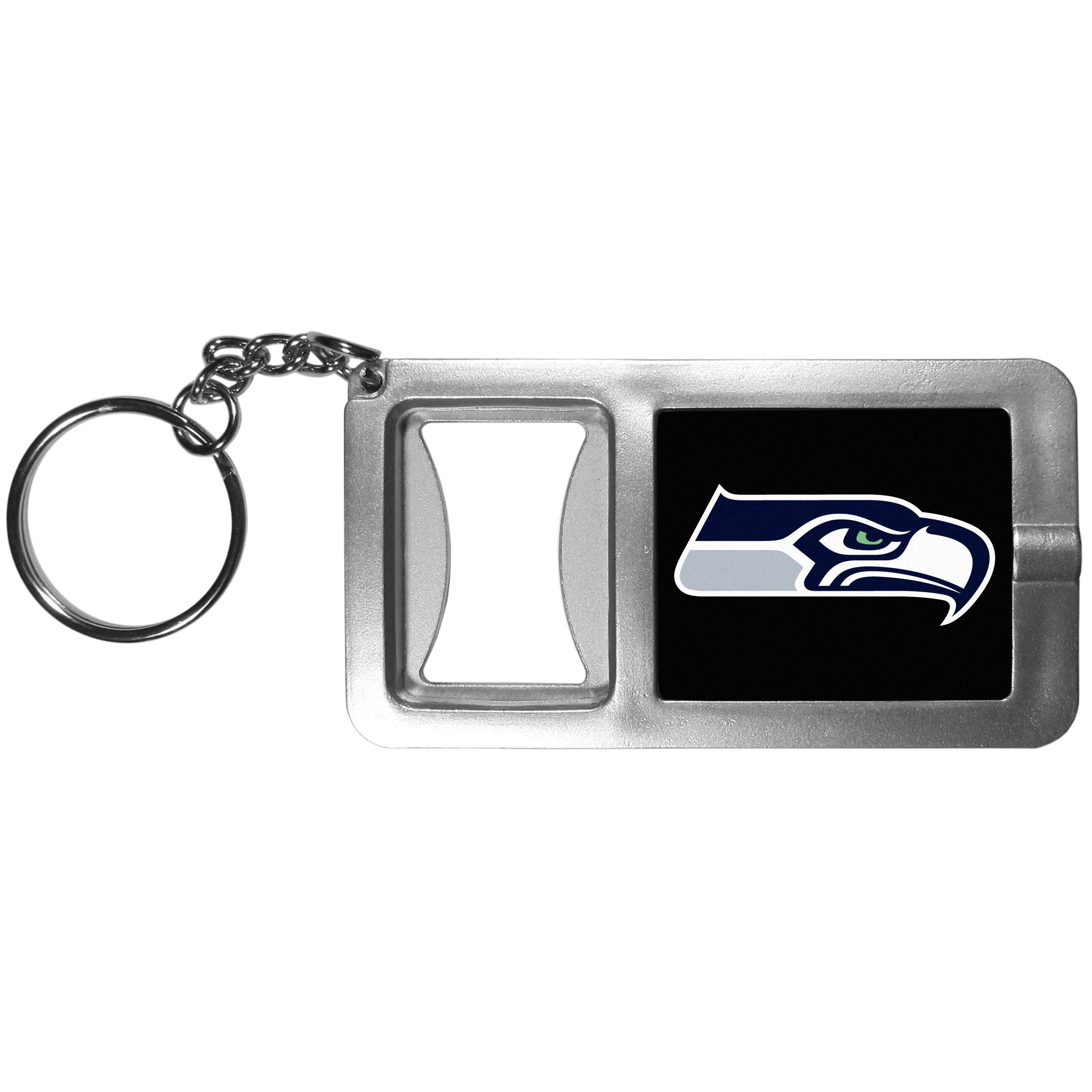 NFL Siskiyou Sports Fan Shop Seattle Seahawks Flashlight Key Chain with Bottle Opener One Size Black
