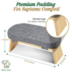 Monk & Llama Meditation Bench - Foldable, Ergonomic, Bamboo Kneeling Stool With Extra Comfortable Cushion - Perfect Seiza Bench