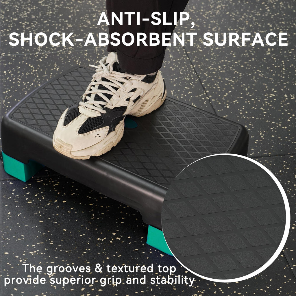 Fitvids 18'' Workout Aerobic Stepper Step Platform With 2 Risers, Lightweight Portable Step Up Platform Trainer, Adjustable Heig