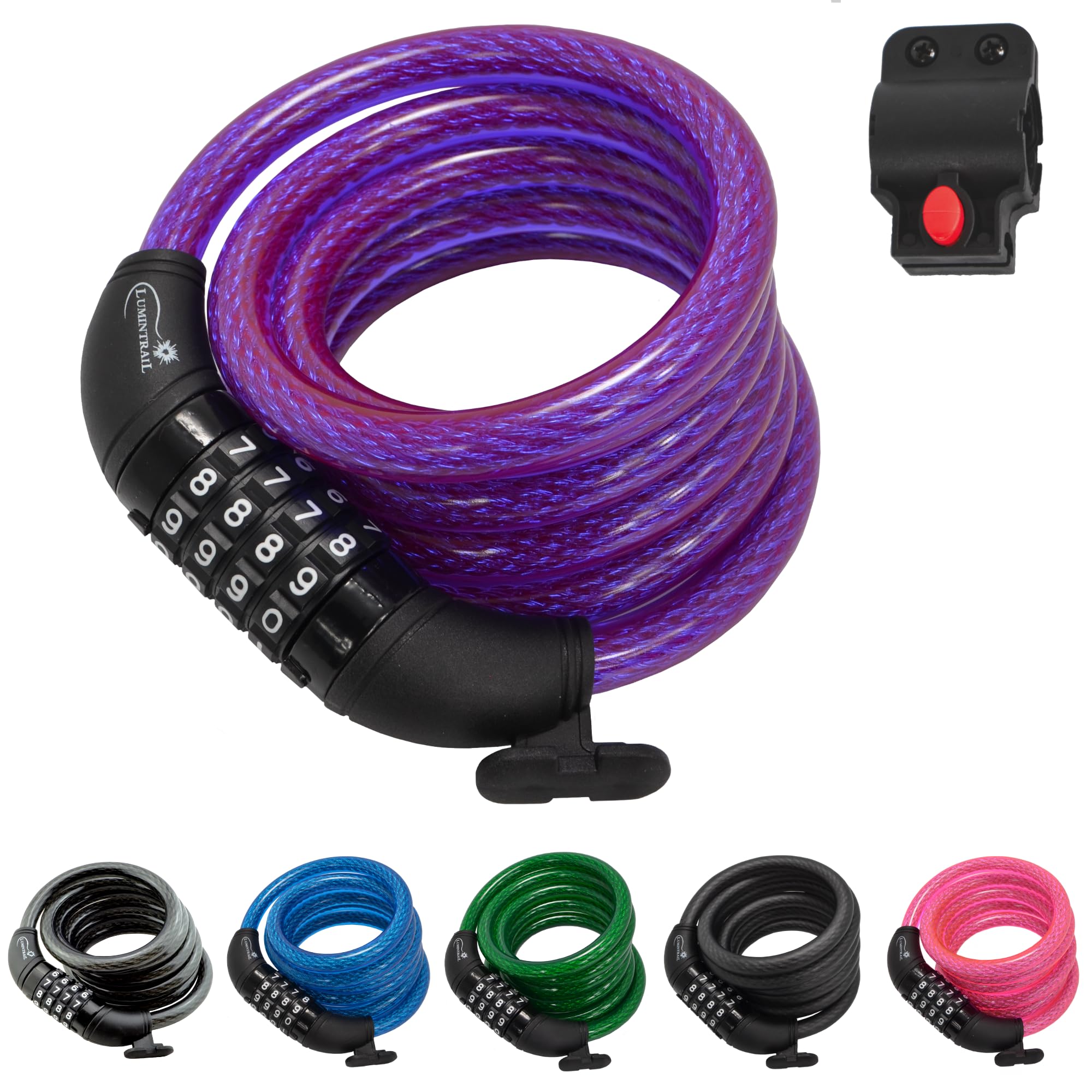 Lumintrail Combination Bike Lock Cable for Bike Accessories - 4ft Bike Locks Heavy Duty Anti Theft with Combinations - Bike Cabl