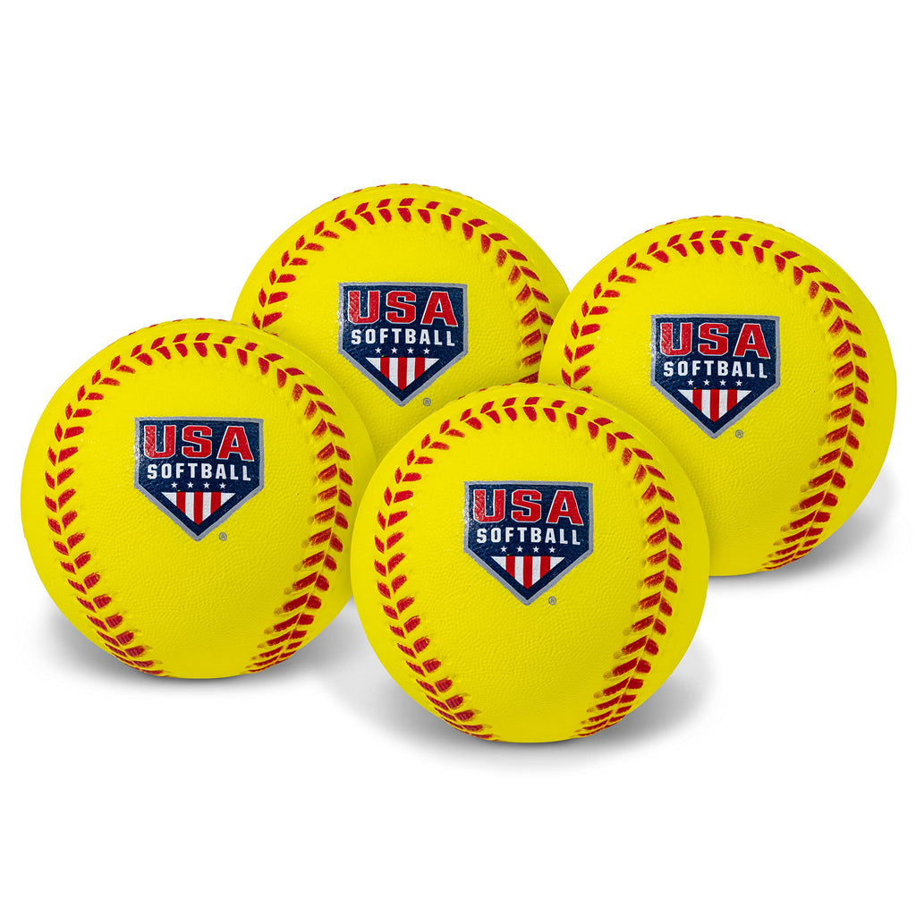 Franklin Sports Foam Practice Softballs - (4) Usa Softball Official Size Foam Softballs For Kids - Squishy Foam Softball Balls -