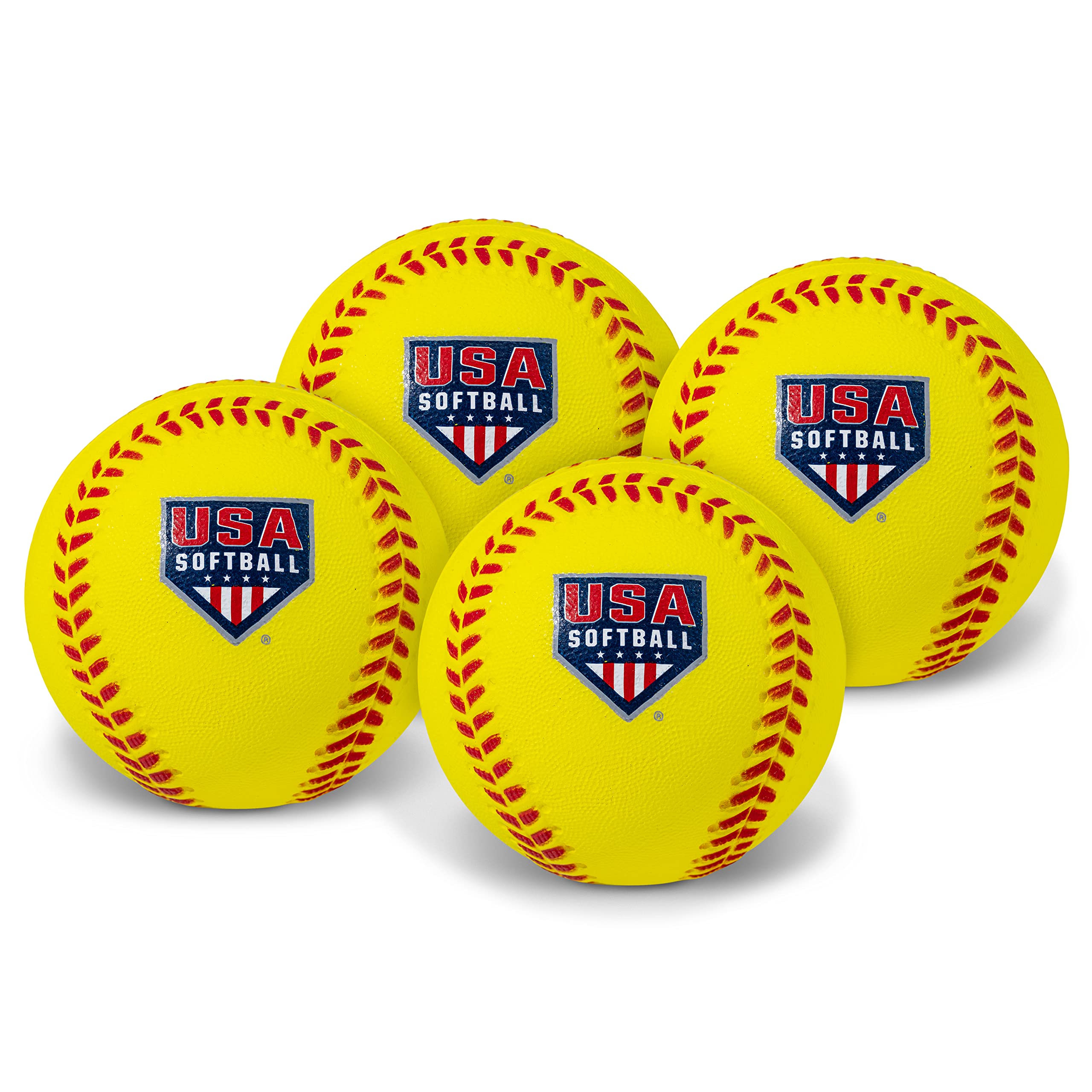 Franklin Sports Foam Practice Softballs - (4) Usa Softball Official Size Foam Softballs For Kids - Squishy Foam Softball Balls -