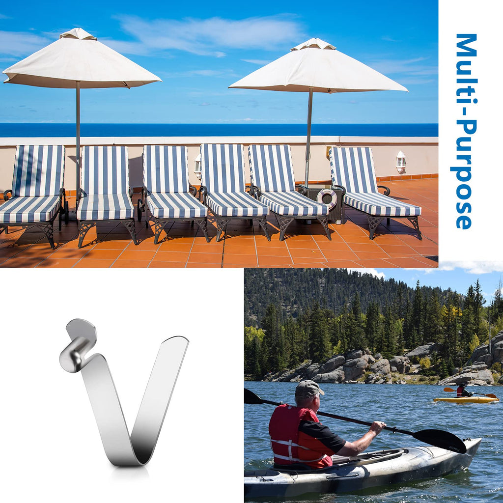 Auriver 25 Pcs Tent Pole Clips Stainless Steel Kayak Paddle Spring Snap Clips Tent Pole Push Button Spring Clips Locking Pin For