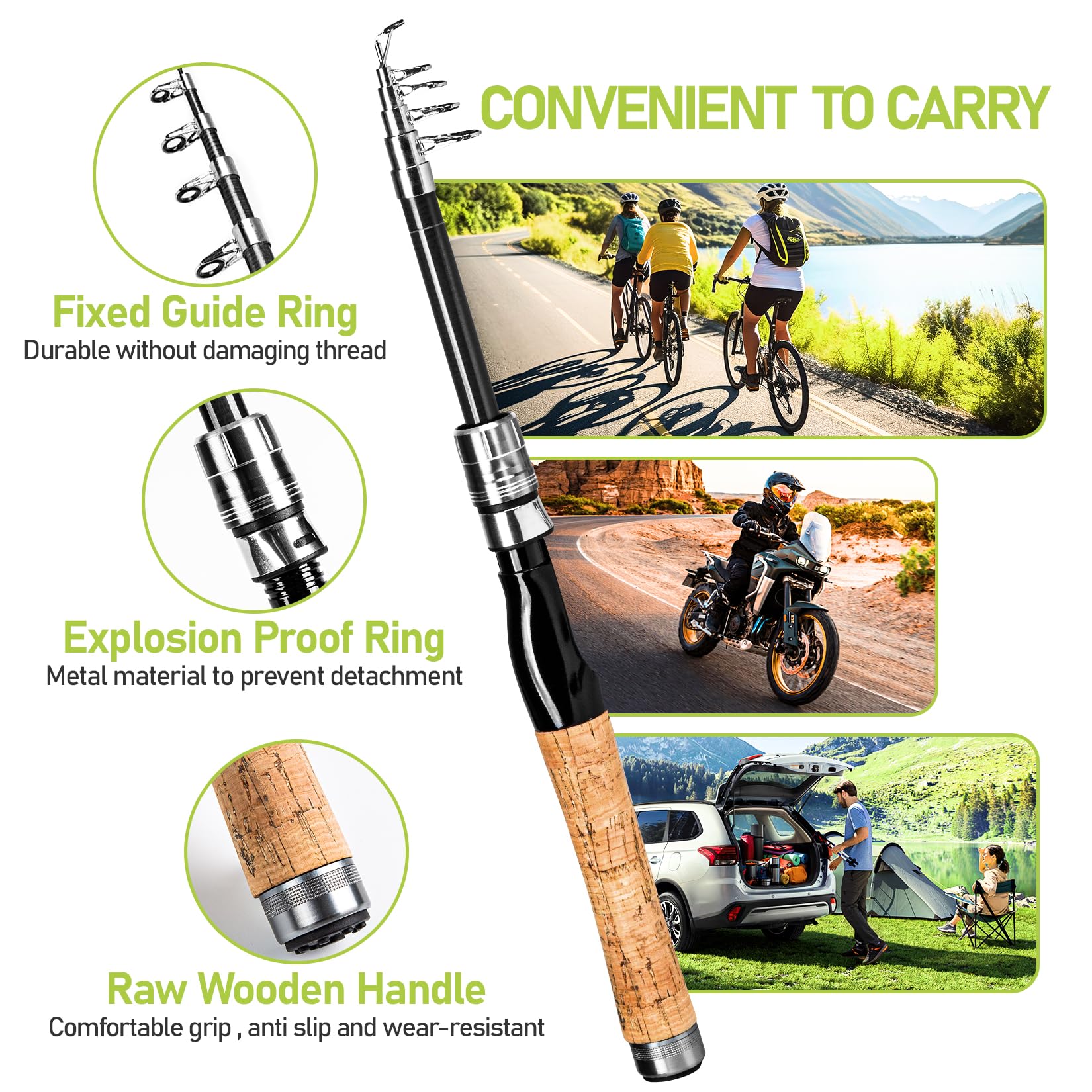 Fishing Pole And Reel Combo - 2Pcs 5.9Ft Carbon Fiber Telescopic Rods Spinning Reels Saltwater/Freshwater Kit With Lures, Line A