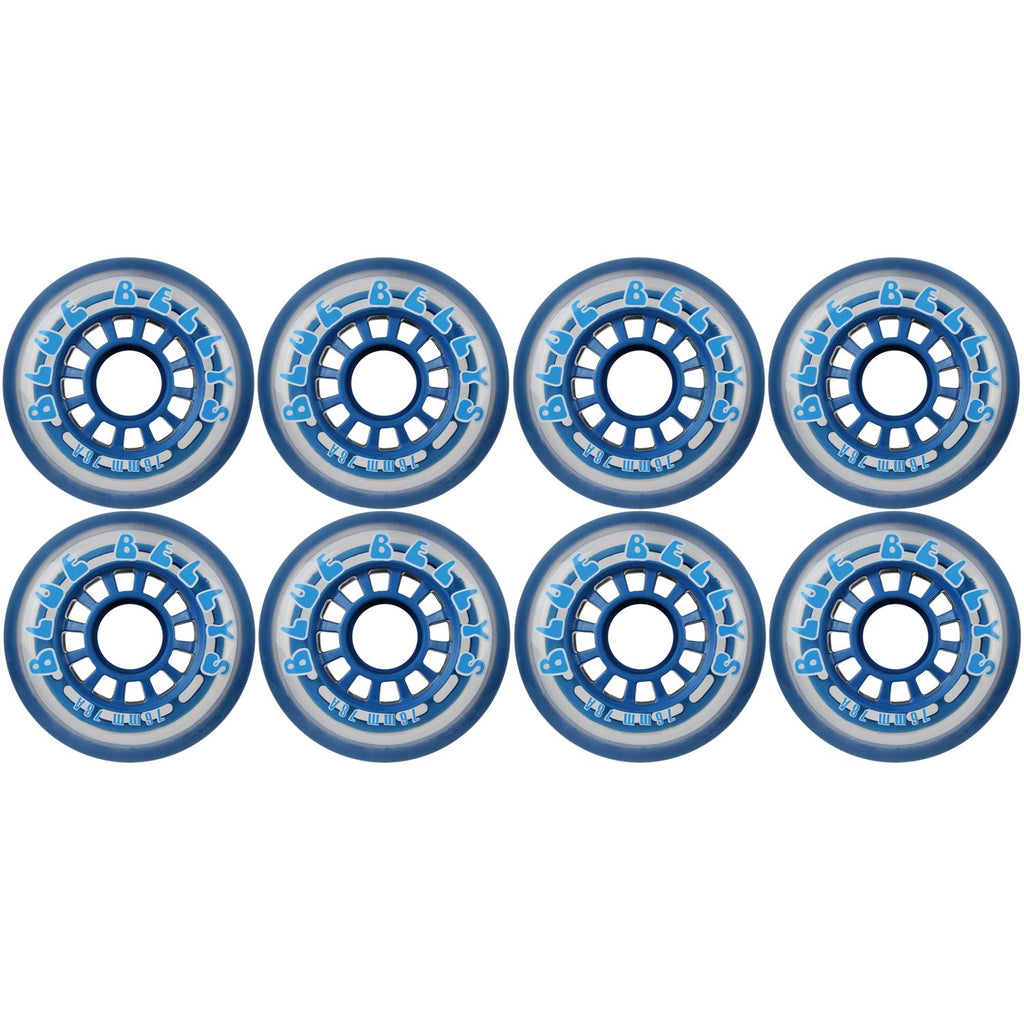 Blue Bellies 8 Inline Skate Wheels 76Mm 78A, Clear/Blue