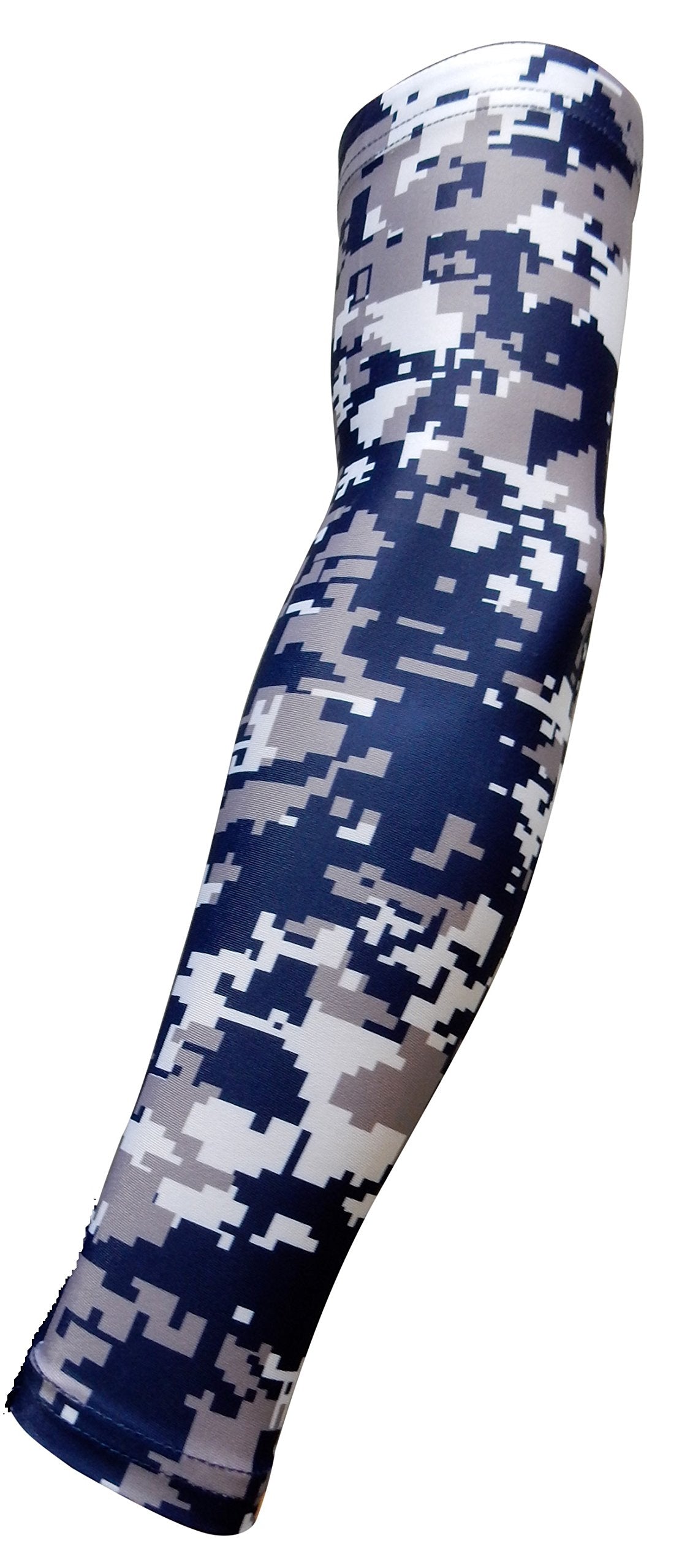 Sportsfarm New! Moisture Wicking Compression Arm Sleeve (Navy Blue Digital Camo, Youth Medium)