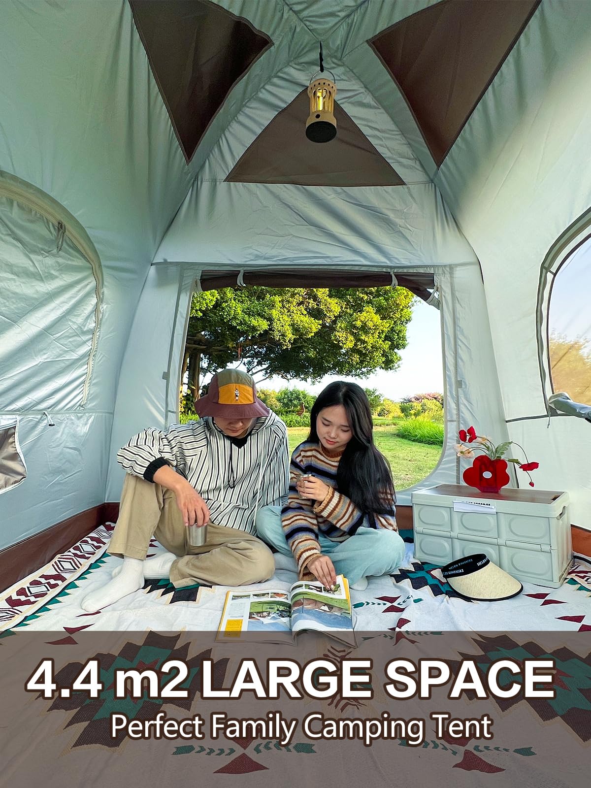 Dancoom 6-8 Person Inflatable Tent For Camping, 96.8 Ft Large Camping Tent Includes Tarps,3000Mm Waterproof Easy Setup Glamping