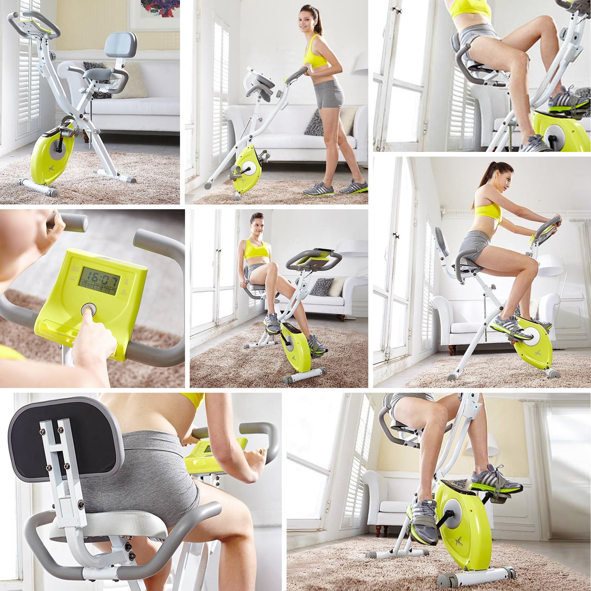 Leikefitness Leike X Bike Ultra-Quiet Folding Exercise Bike, Magnetic Upright Bicycle With Heart Rate,Lcd Monitor And Easy To As