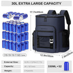 Hulongo Large 52cans Waterproof Insulated Cooler Backpack for Men & Women, Leak Proof Backpack Cooler, Soft, 8Gal (Dark Blue)