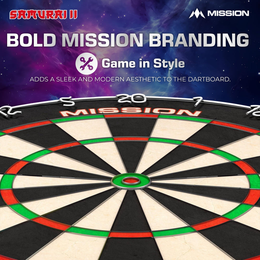 Mission Darts Db023 Samurai Ii  Professional Competition Standard Dartboard With Ultra Thin Wire Construction And Non Fade Colou