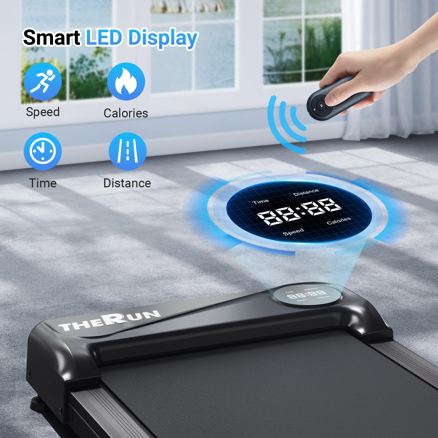 Therun Walking Pad, Portable Mini Treadmill For Home/Office With 2.5Hp And 265 Lbs Weight Capacity, Remote Control And Led Displ