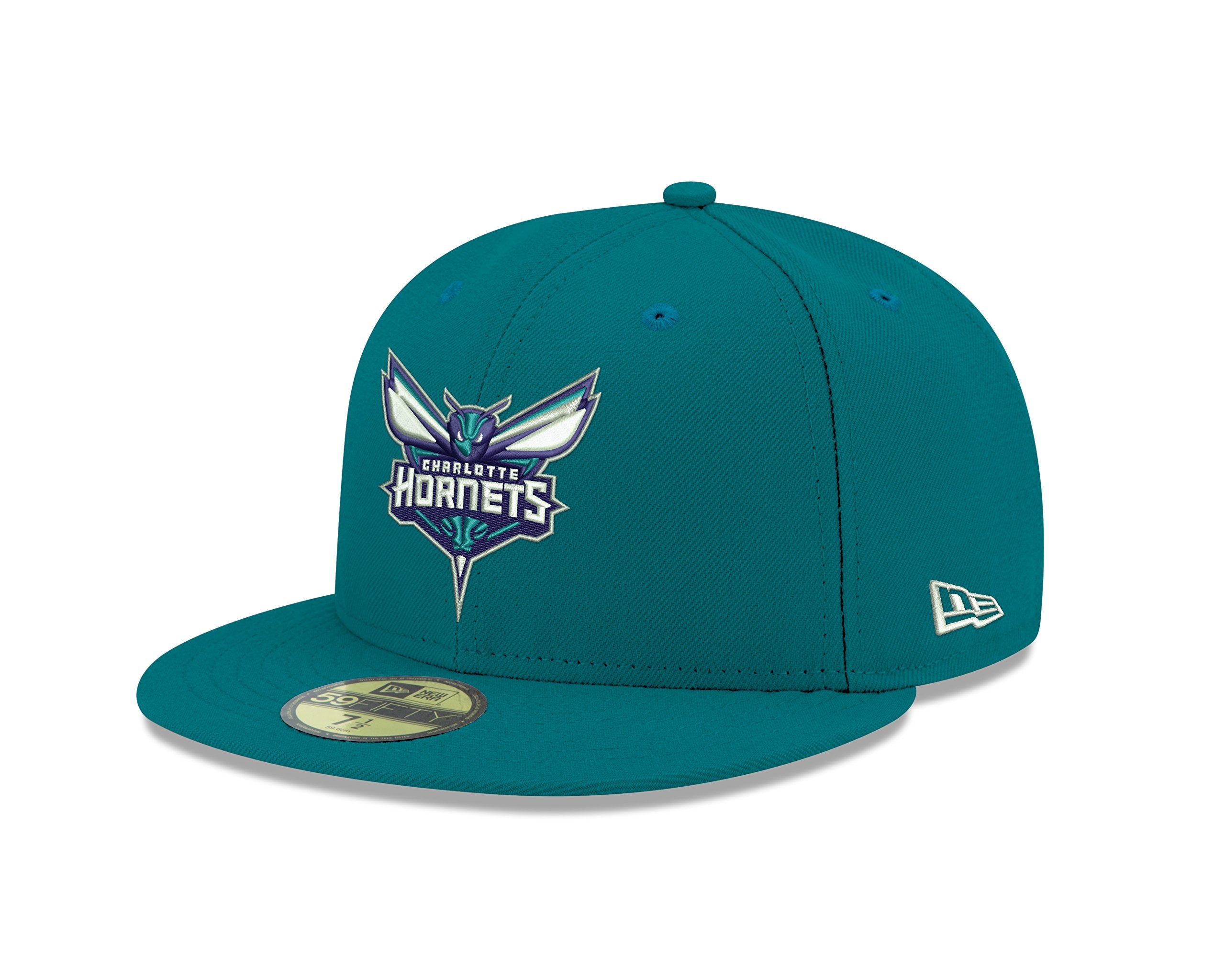 New Era NBA Charlotte Hornets Mens Official 59FIFTY Fitted Cap, 7.75, Teal