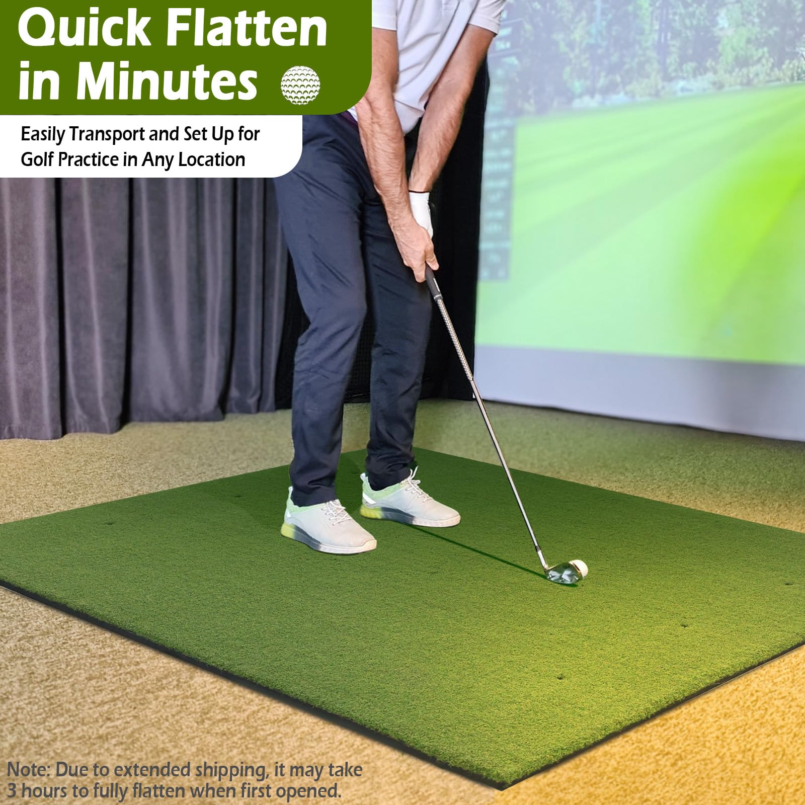 Bearwill Golf Mat 31Mm, 5Ft X 5Ft Golf Hitting Mat For Indoor Outdoor Practice, High-Elasticity Elite Artificial Grass Simulator