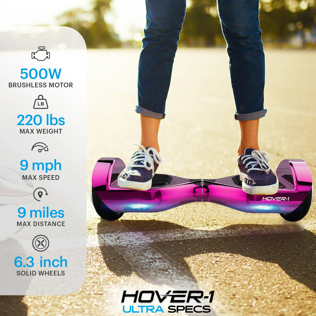 Hover-1 Ultra Electric Self Balancing Scooter - 9  MPH Top Speed, 9  Mile Range, 400  W Motor, Long-Lasting Li-Ion Battery, Ride