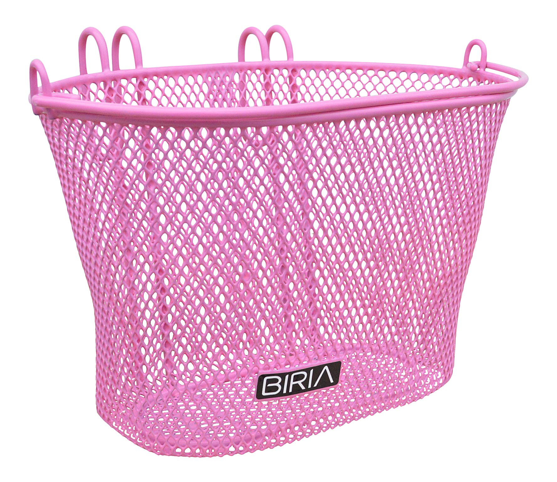 BIRIA Basket with Hooks Pink, Front, Removable, Wire mesh Small Kids Bicycle Basket, Pink