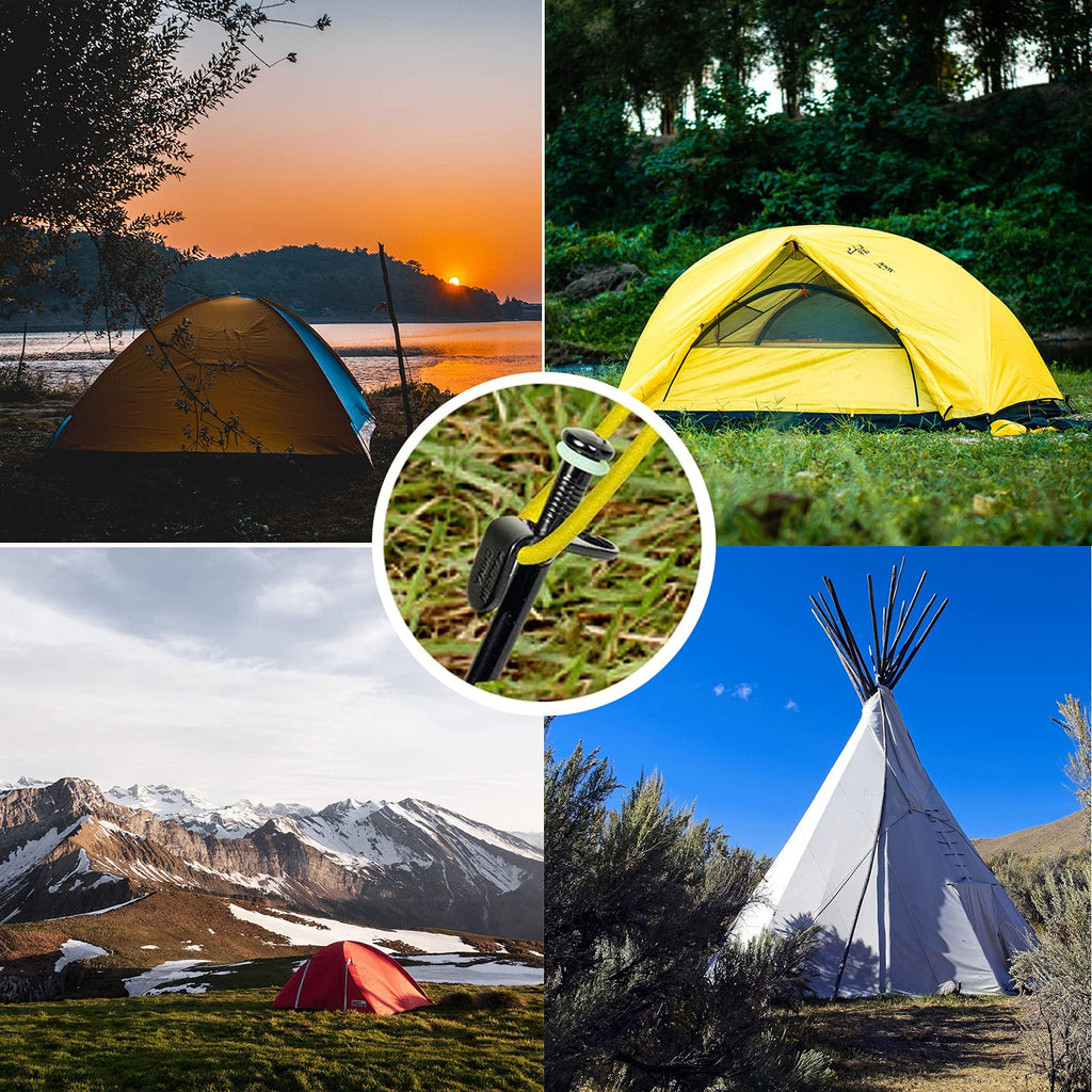 Tent Pile,Luminous Ring Storage Bag(8 Pieces) Sturdy Heavy Steel Tent Pile Ground Nail Metal Pile, Suitable For Outdoor Mountain