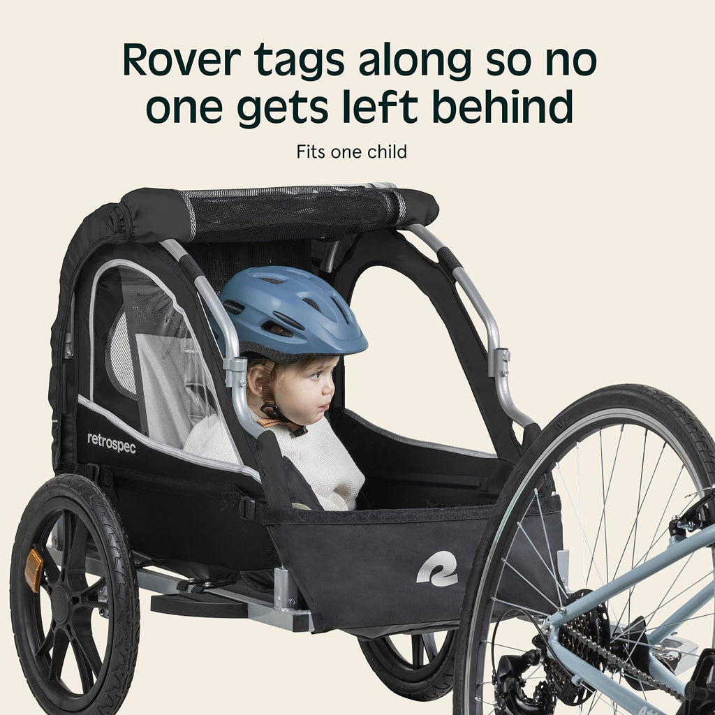 Retrospec Rover Kids Bicycle Trailer - Single & Double Passenger Childrens Foldable/Collapsible Tow Behind Bike Trailer With 16