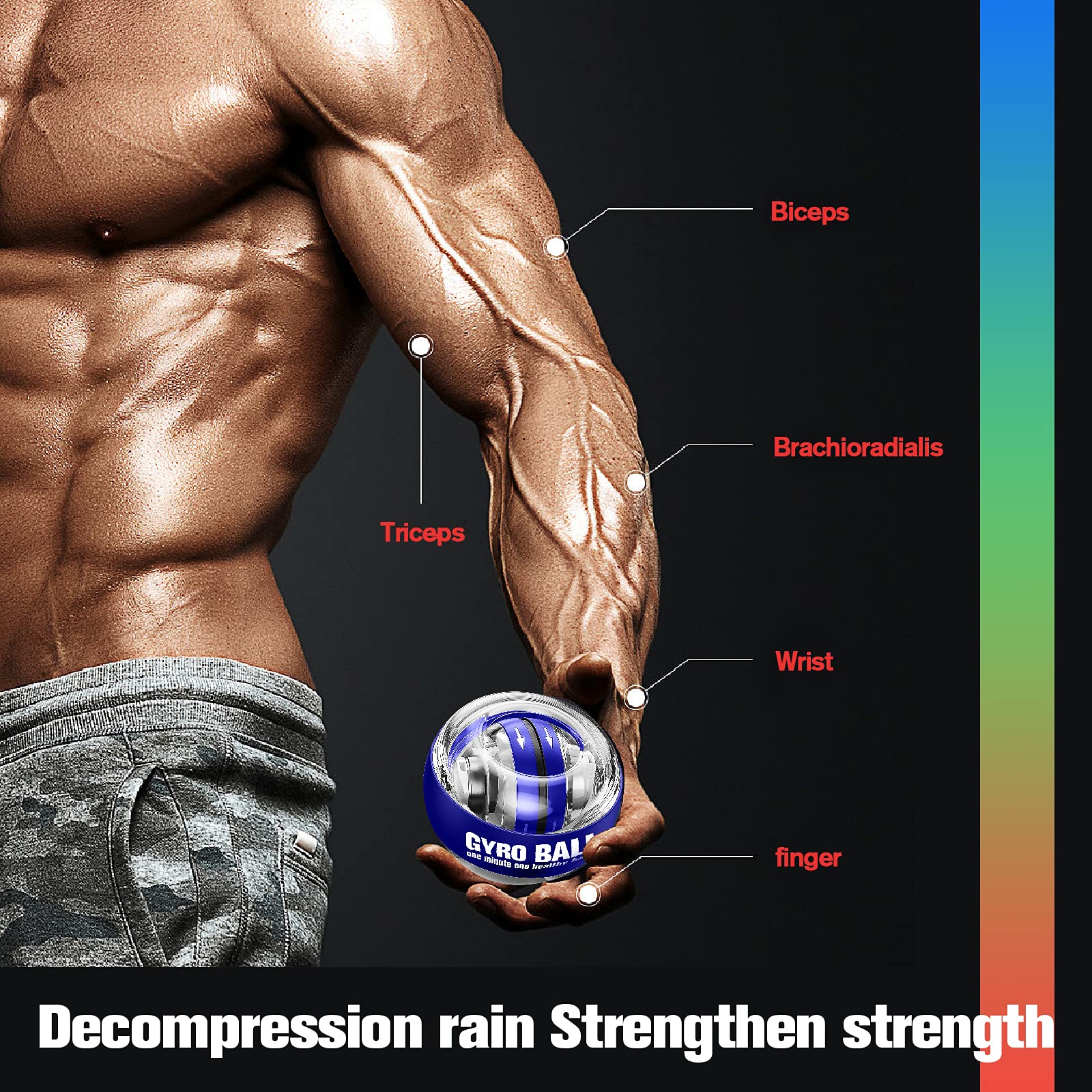 Jin Bdwrist Trainer Ball Auto-Start Wrist Strengthener Gyroscopic Forearm Exerciser Gyro Ball For Strengthen Arms, Fingers, Wris