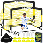 Kids Soccer Goals For Backyard Set, 2 Pack Of 4X3 Ft Portable Pop Up Soccer Nets With Soccer Ball, Cones, Complete Training Equi