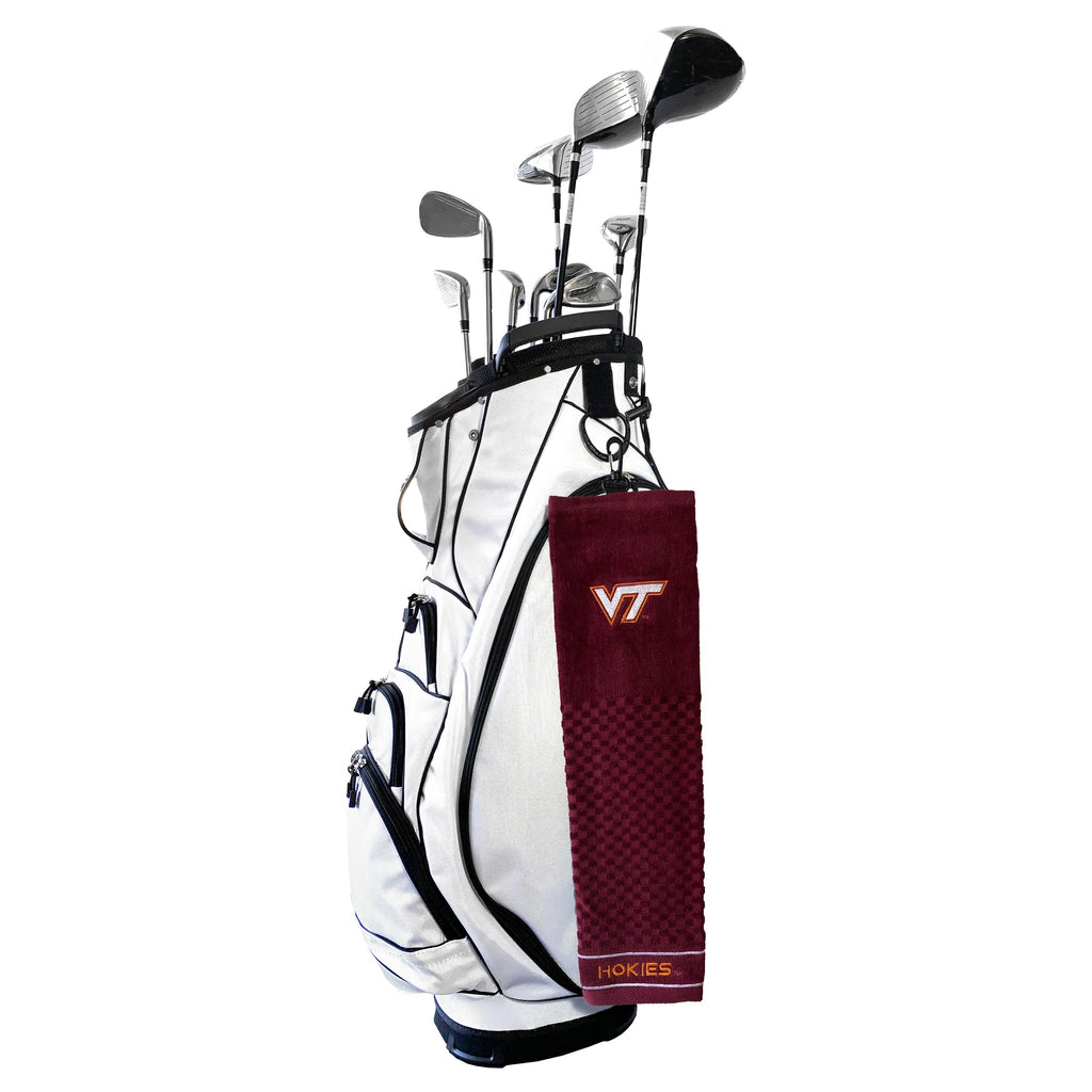 Team Golf Ncaa Virginia Tech Hokies Embroidered Golf Towel Embroidered Golf Towel, Checkered Scrubber Design, Embroidered Logo
