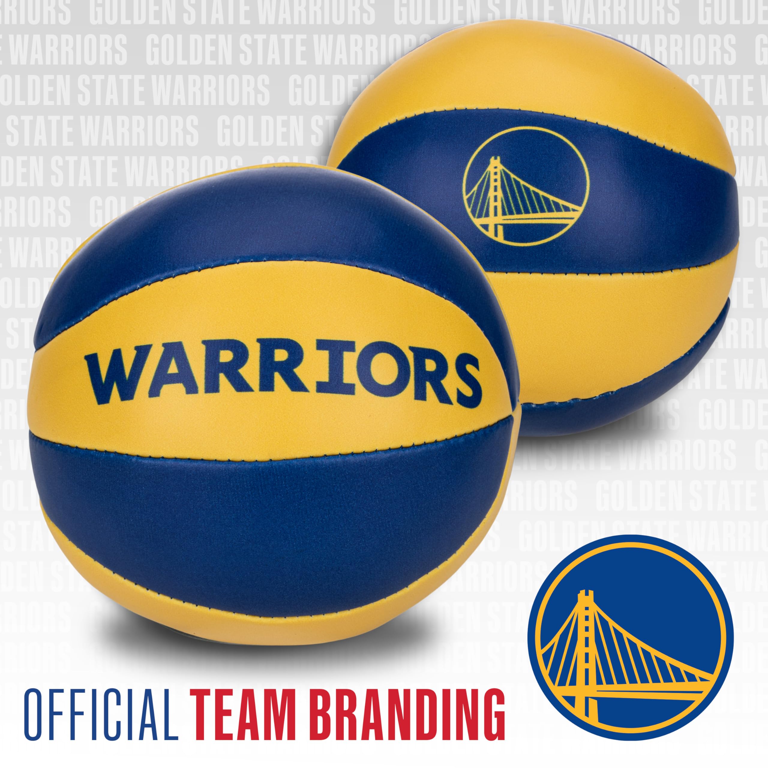 Franklin Sports Nba Golden State Warriors Toy Basketballs - 2 Pack Of Kids Soft Mini Basketballs For Over The Door + Indoor Hoop