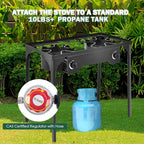 Goplus Outdoor Camping Stove, Dual Burner Propane Gas Cooker W/Detachable Legs & 0-20 Psi Regulator & Csa Approval For Camp Pait