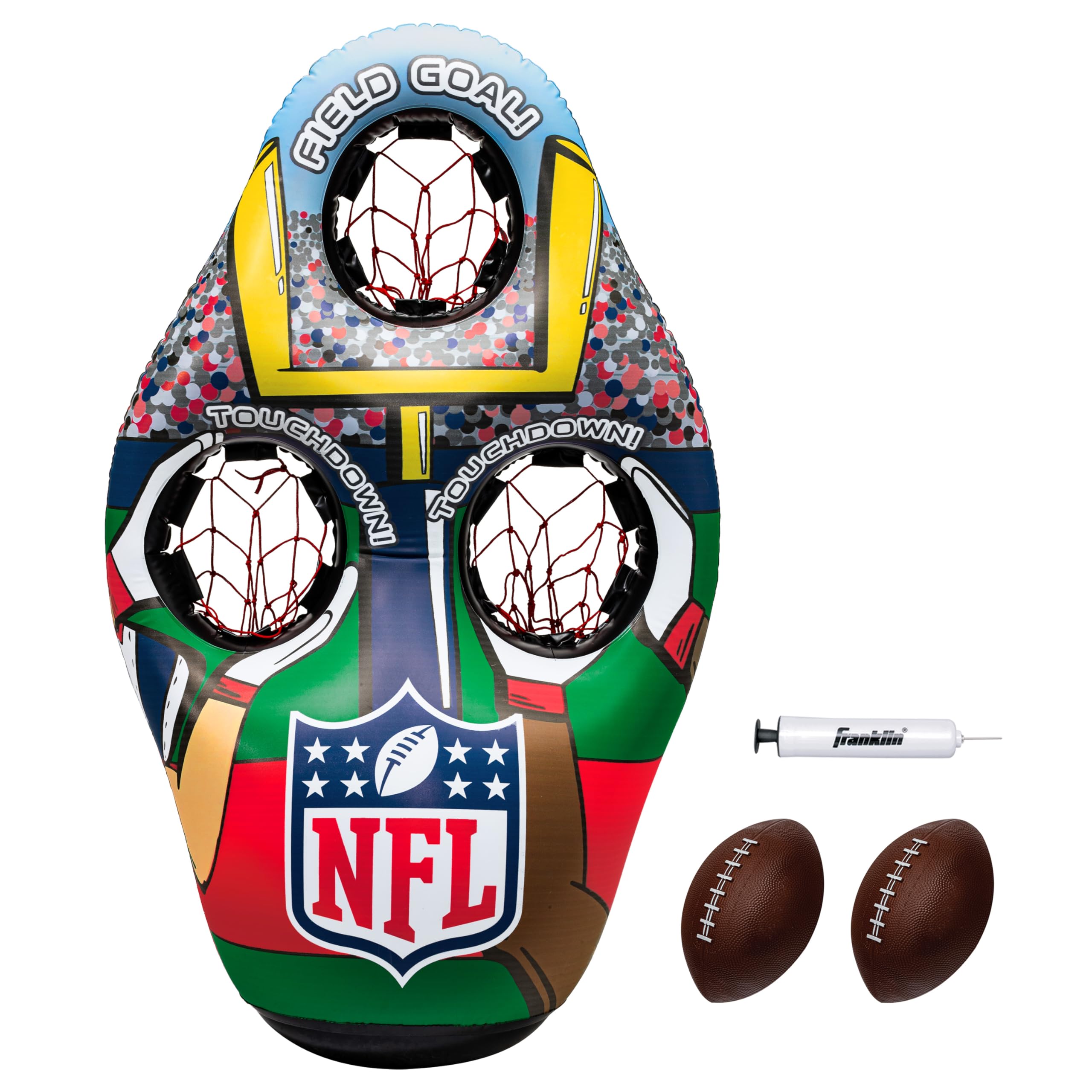 Franklin Sports NFL Inflatable Target Toss Game - Kids Mini Football Throwing Game Set - Portable Indoor + Outdoor Toy Football 