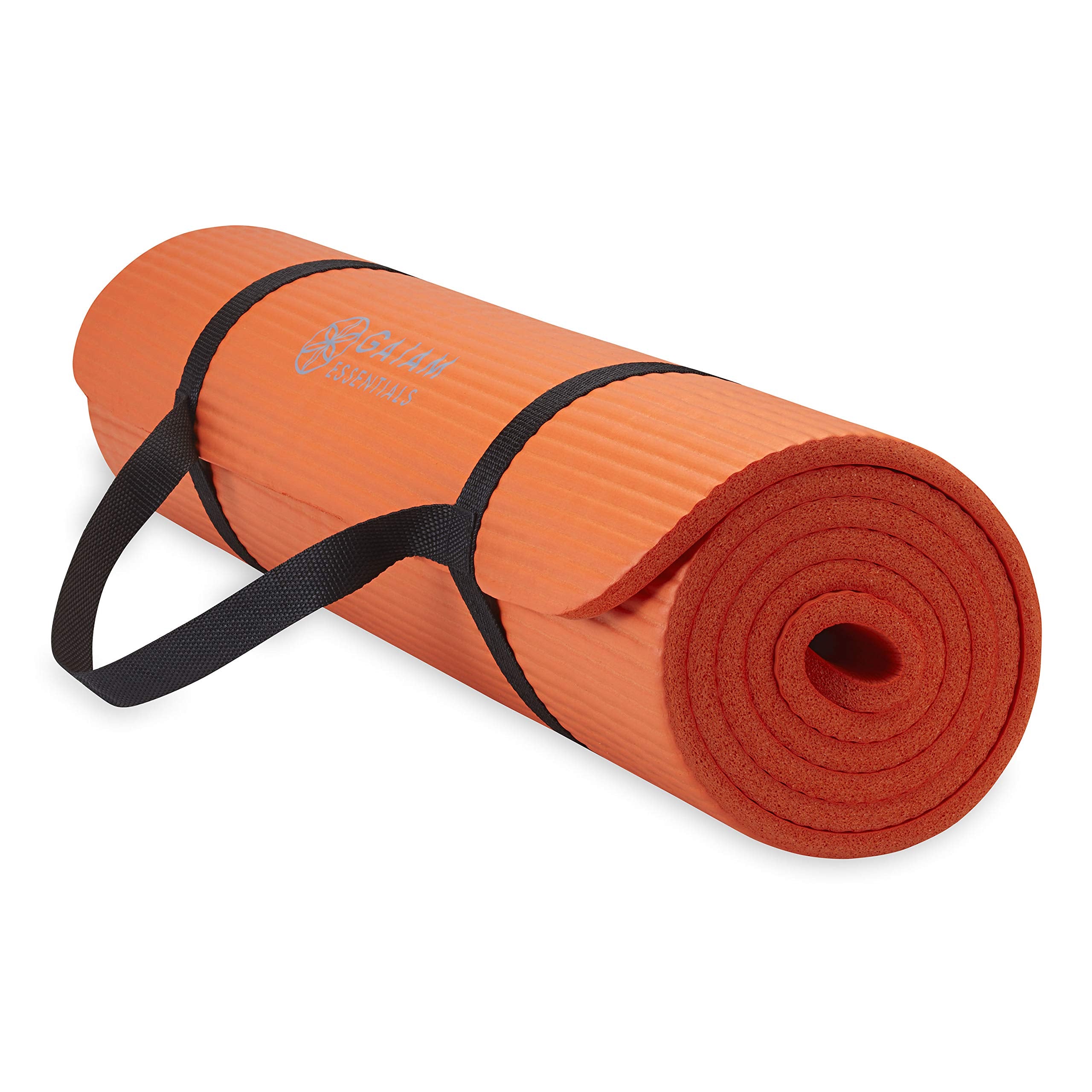 Gaiam Essentials Thick Yoga Mat Fitness & Exercise Mat With Easy-Cinch Carrier Strap, Orange, 72''''L X 24''''W X 2/5 Inch Thick