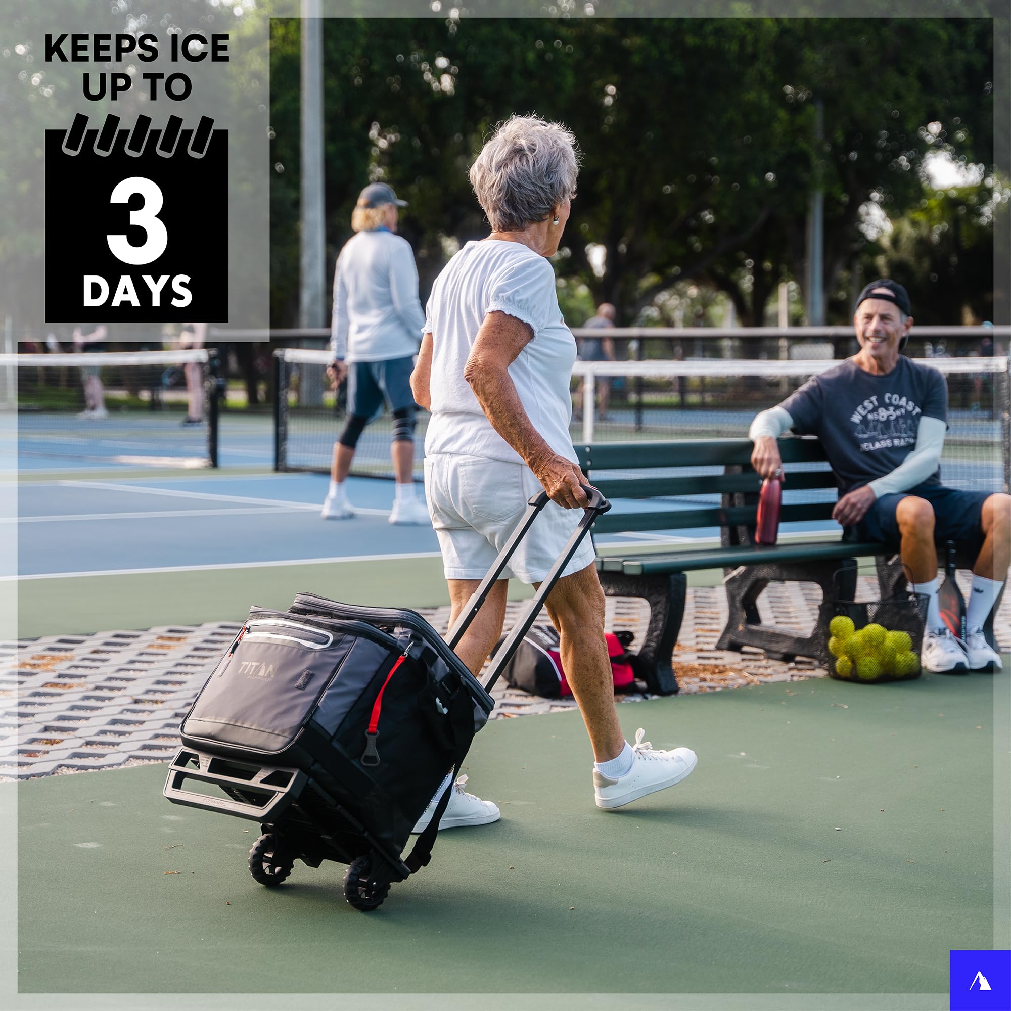 Titan by Arctic Zone Deep Freeze 60 (50+10) Can Wheeled Cooler - Collapsible Rolling Cooler with Wheels and All-Terrain Cart, Sh