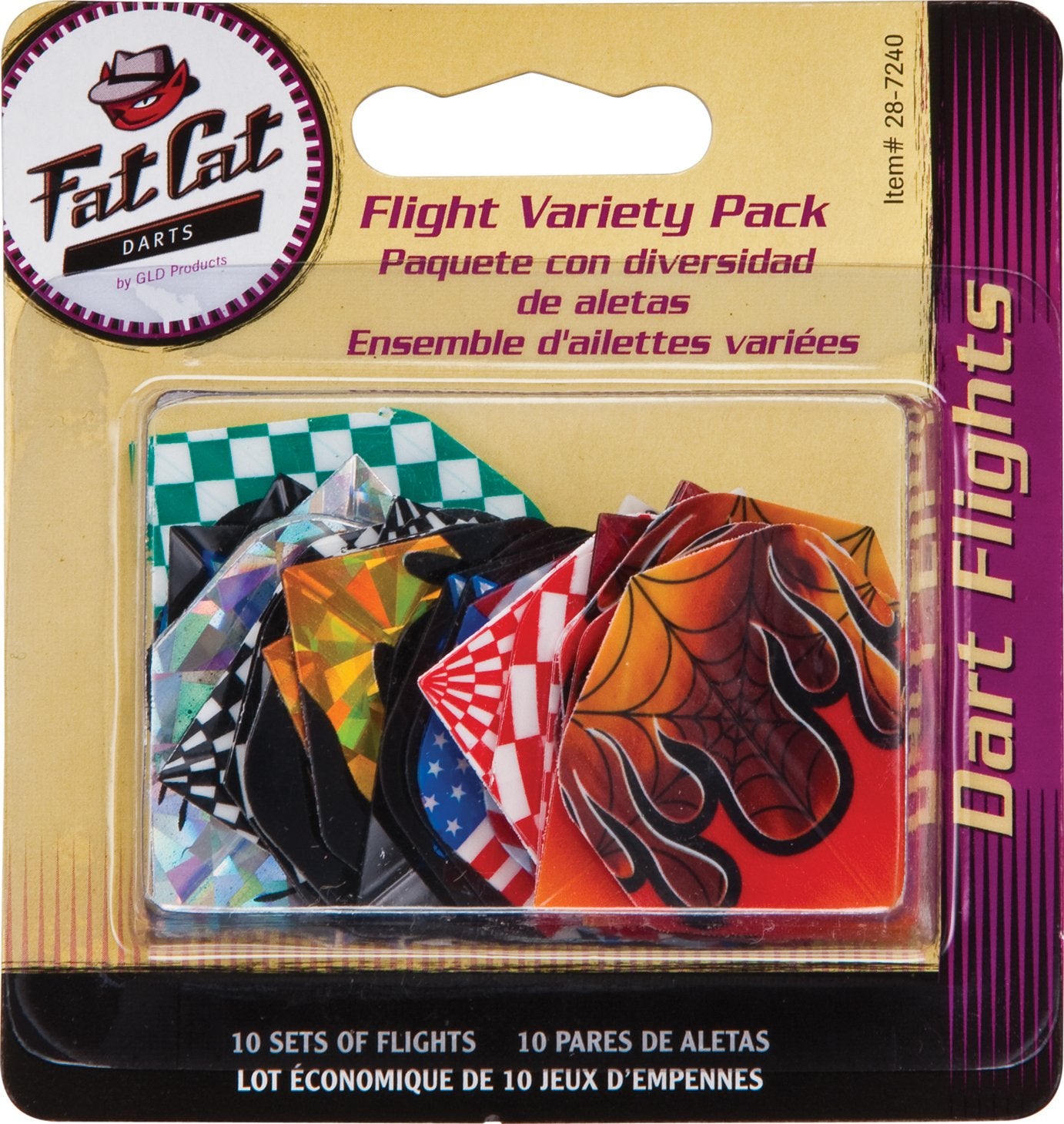 Fat Cat Assorted Poly Pro Dart Flights: 10 Sets of Standard Flights, 30 Pieces, Packaging may vary