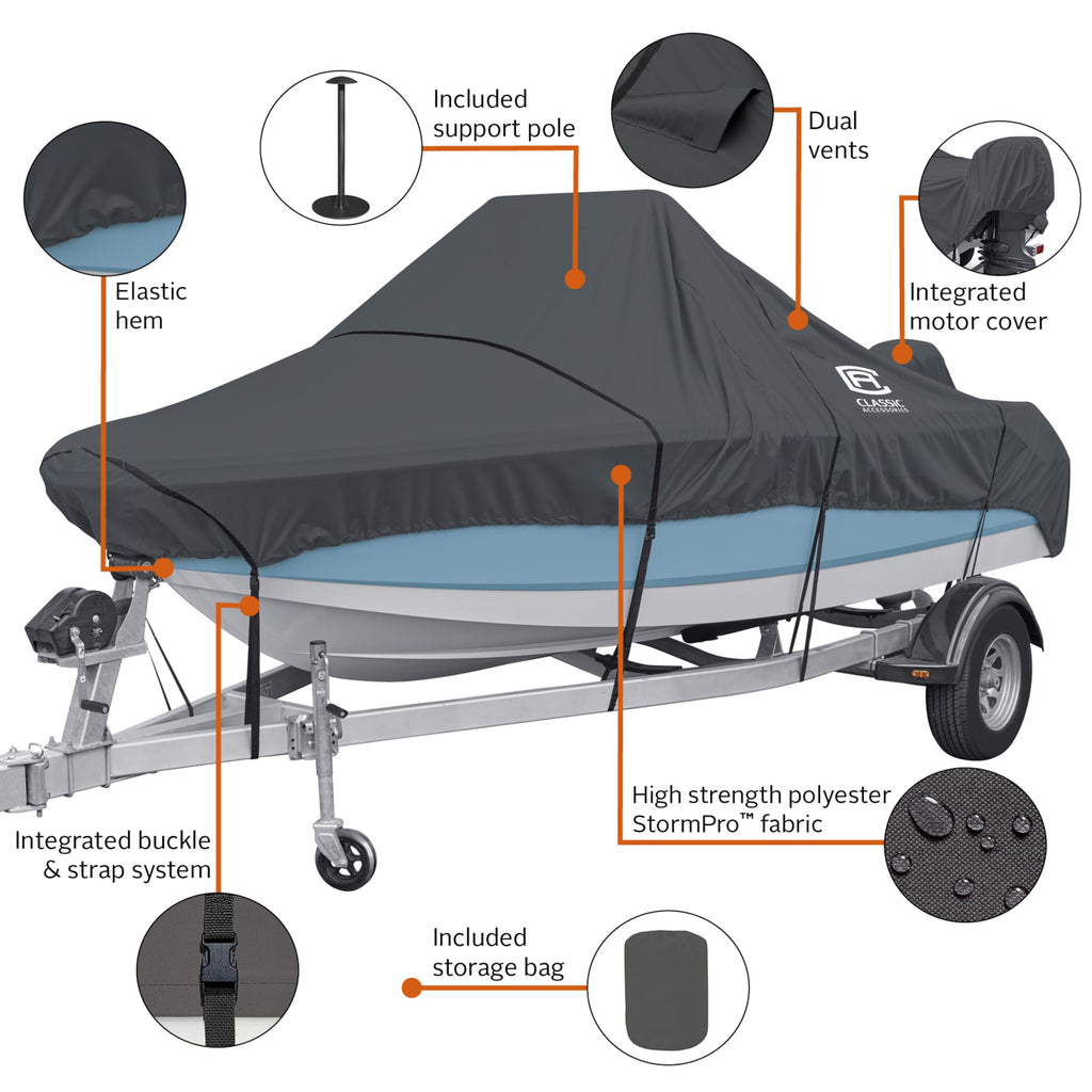 Classic Accessories StormPro Heavy-Duty Center Console Boat Cover, Fits Boats 22-24 ft Long x 116 in Wide