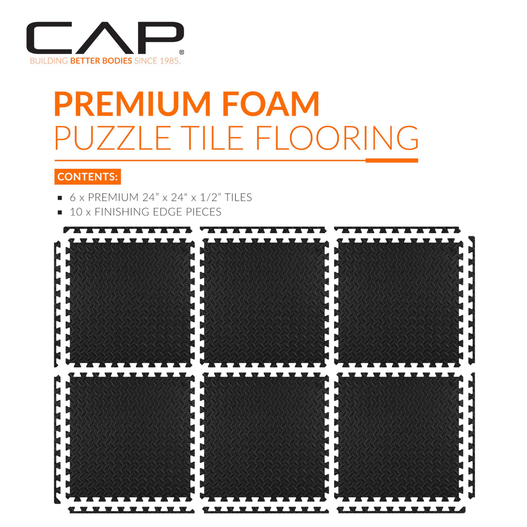 Cap Barbell Cap Puzzle Exercise Mat 24' X 24' X 1/2', 6 Pieces
