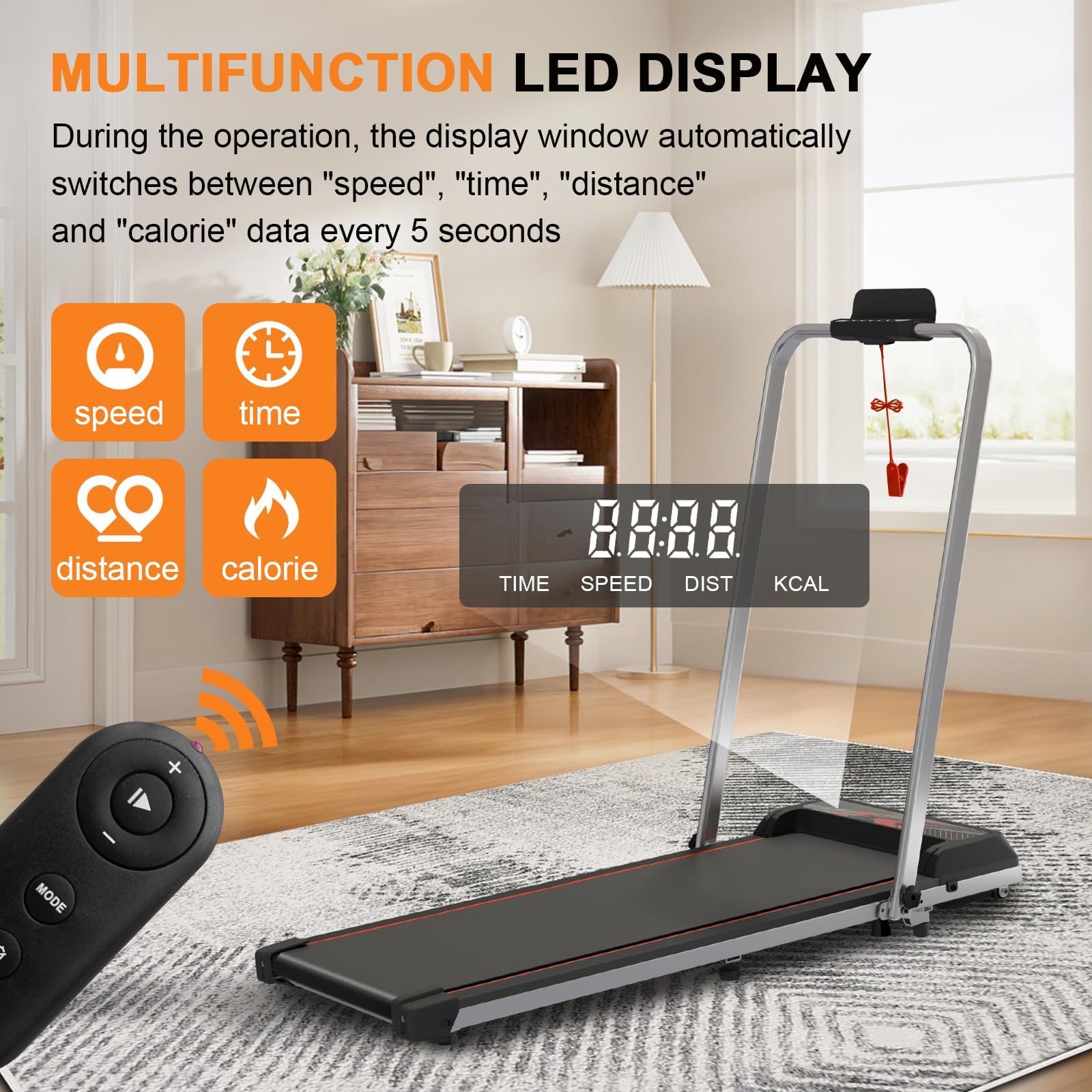Sevobal Foldable Walking Pad Treadmill, Portable Under Desk Walking Pad With Incline Large Screen, Remote Control And App, Small
