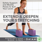 Gaiam Essentials Yoga Block (Set Of 2) - Supportive Latex-Free Eva Foam Soft Non-Slip Surface For Yoga, Pilates, Meditation, Dee