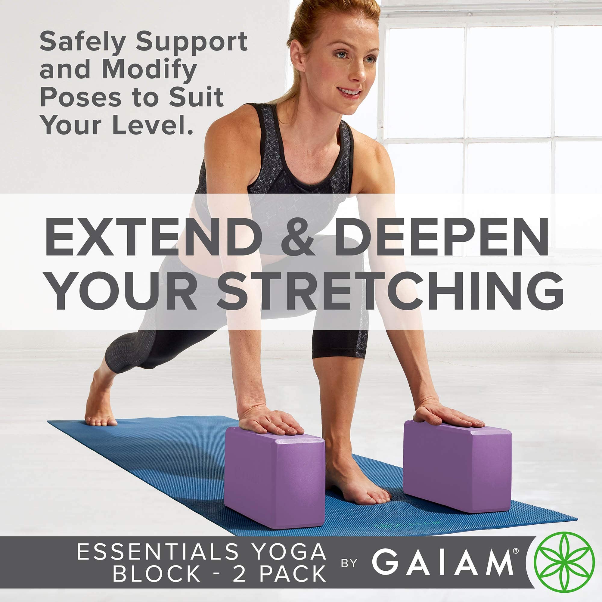 Gaiam Essentials Yoga Block (Set Of 2) - Supportive Latex-Free Eva Foam Soft Non-Slip Surface For Yoga, Pilates, Meditation, Dee
