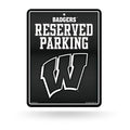 Rico Industries NCAA Wisconsin Badgers Metal Parking Sign 8.5 x 11 Carbon Fiber Metal Parking Sign - Great for Man Cave, Bed Roo