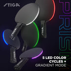 Stiga Prism Led Ping Pong Paddle - 5 Led Color Cycles - Color Gradient Mode - Includes 3 Glow-In-The-Dark Balls - 1.5Mm Sponge W