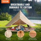 Vevor Canvas Bell Tent, Yurt Tents 4 Seasons 4 M/13.12 Ft, Canvas Tents For Camping With Stove Jack Holds Up To 6 People, Family