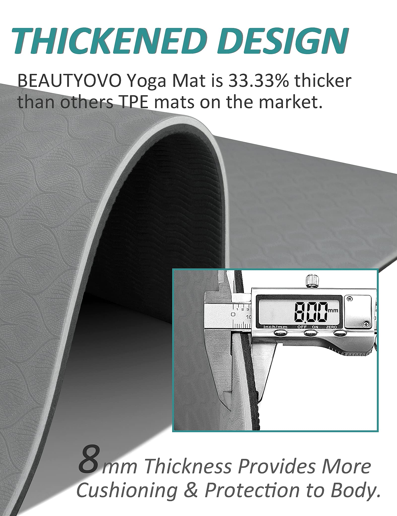 Yoga Mat With Strap, 1/3 Inch Extra Thick Yoga Mat Double-Sided Non Slip, Professional Tpe Yoga Mats For Women Men, Workout Mat